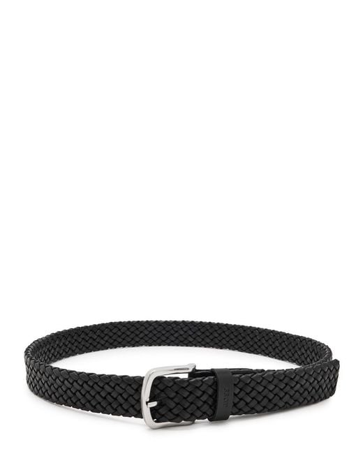 Boss Black Sash Braided Leather Belt for men