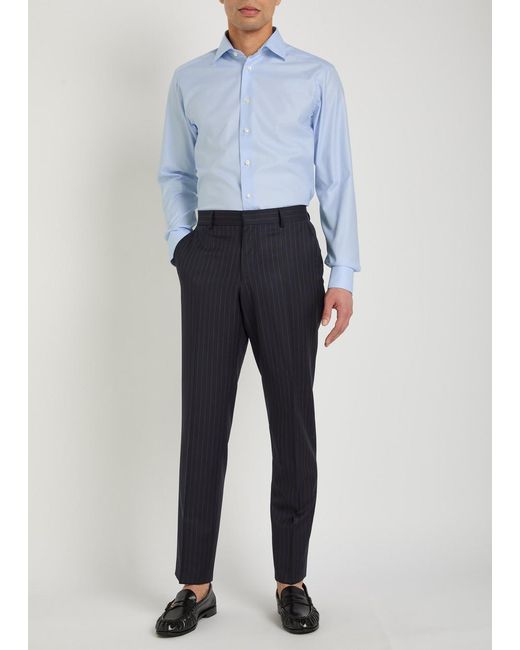 Eton of Sweden Blue Houndstooth Cotton-Twill Shirt for men