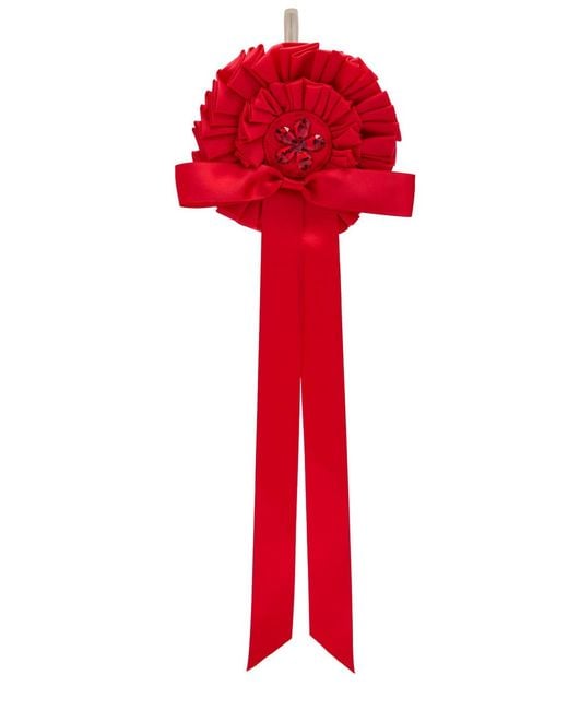 Simone Rocha Red Rosette Crystal-Embellished Satin Bag Charm
