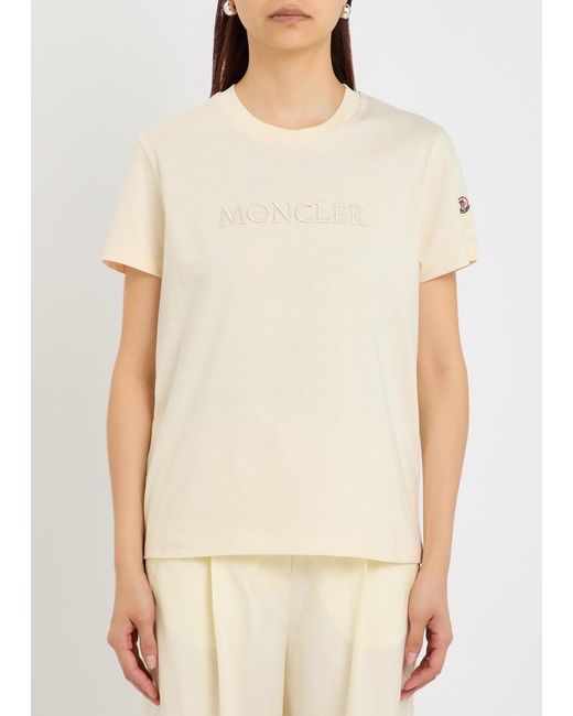 Moncler Natural Logo-Appliquéd Cotton T-Shirt