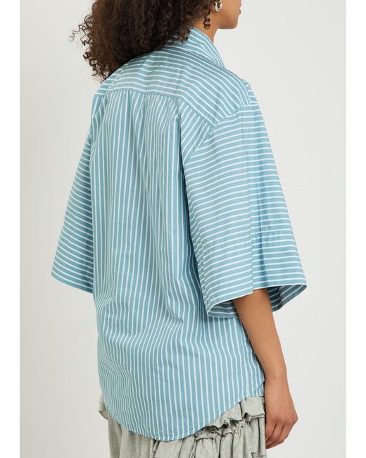 Dries Van Noten Blue Clea Striped Cotton And Silk-Blend Shirt