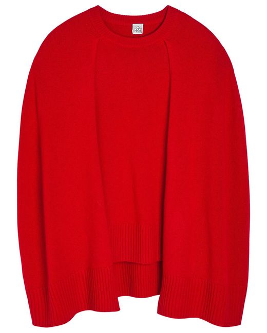 Totême Red Cape-Effect Cashmere Jumper