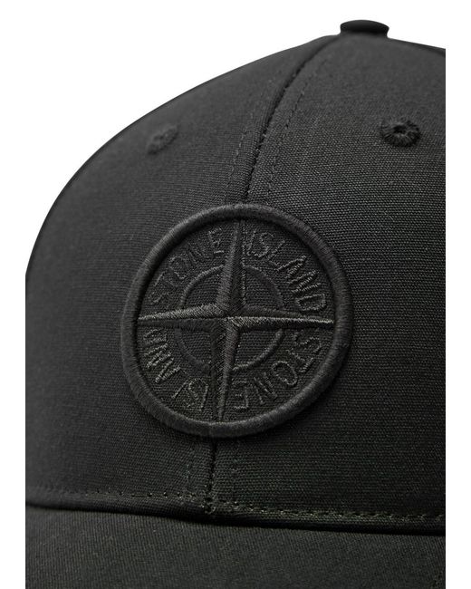 Stone Island Black Logo-Embroidered Cotton Cap for men