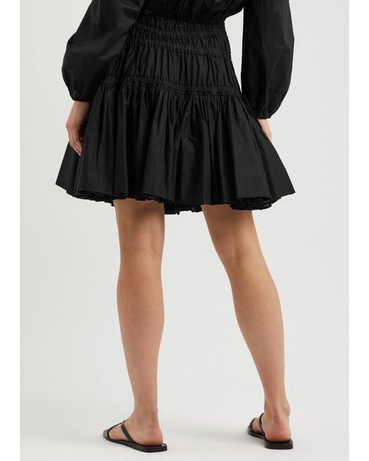 Merlette Black Jardin Smocked Cotton Mini Skirt