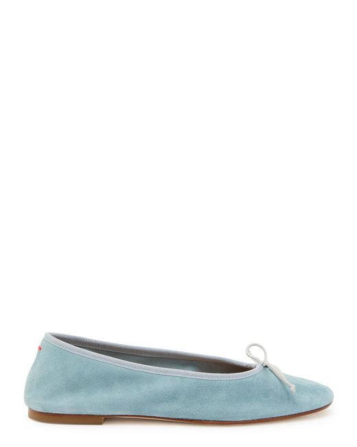 Aeyde Green Tiby Kid Bow-Appliquéd Suede Ballet Flats