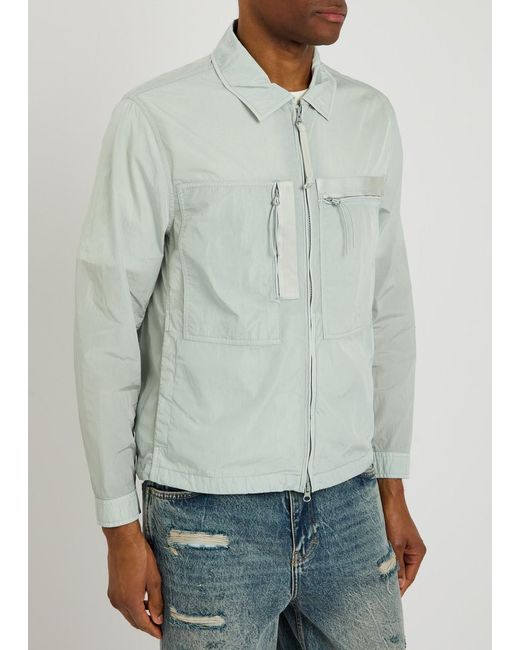 C P Company Green Logo-Embroidered Shell Overshirt for men