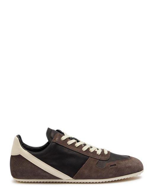 Rick Owens Black Panelled Suede And Leather Sneakers for men