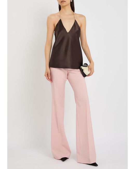 Sportmax Pink Flared-Leg Wool Trousers