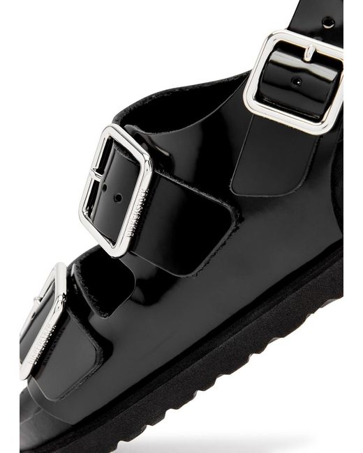 Birkenstock Black 1774 1774 Milano Glossed Leather Sandals