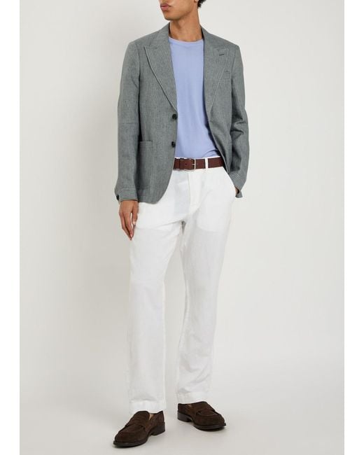 Oliver Spencer Gray Pinstripe Cotton-Blend Blazer for men