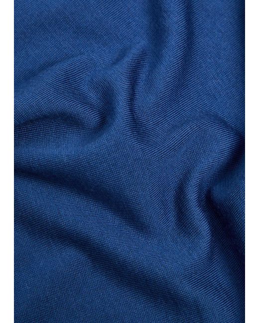 John Smedley Blue Payton Merino Wool Polo Shirt for men