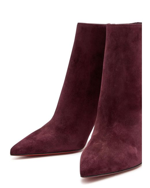 Christian Louboutin Red Vibella Booty 85 Suede Ankle Boots
