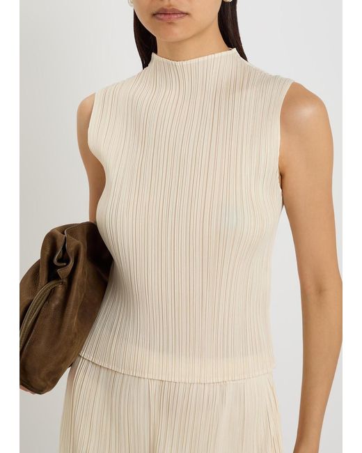 Pleats Please Issey Miyake Natural Pleated Woven Top