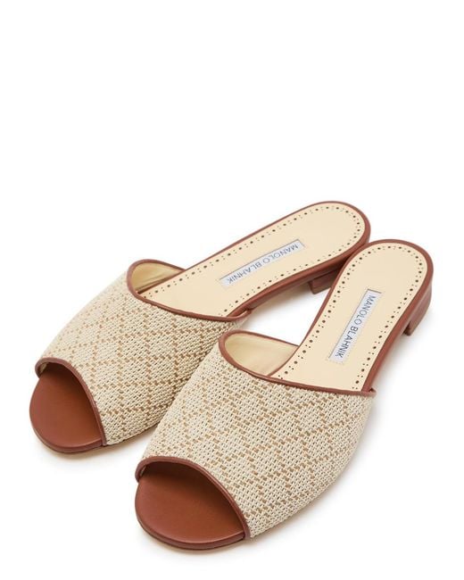 Manolo Blahnik Brown Smirnapla 10 Woven Leather Sandals