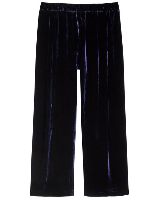 Eileen Fisher Blue Straight-Leg Velvet Trousers