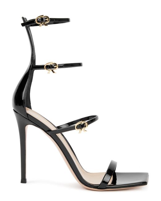 Gianvito Rossi Ribbon Uptown 115 Black Patent Leather Sandals | Lyst