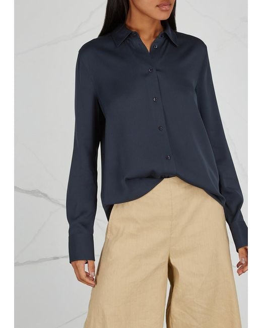 Vince Blue Stretch-silk Shirt