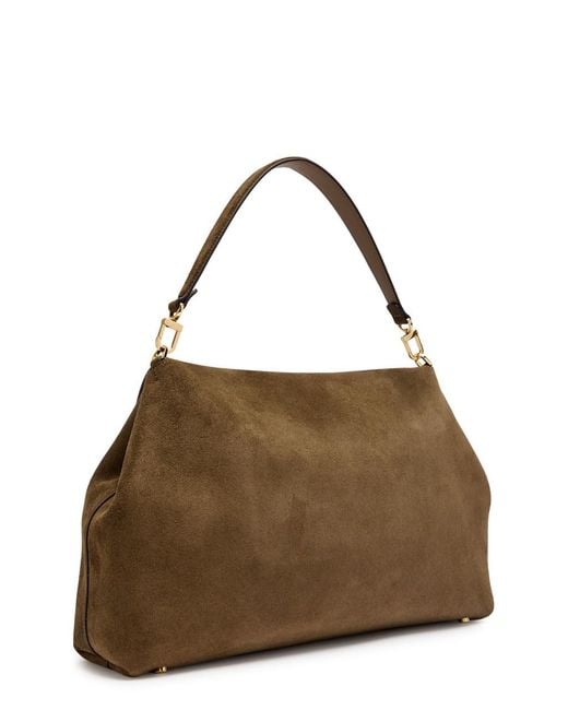 Totême Brown T-Lock Suede Top Handle Bag