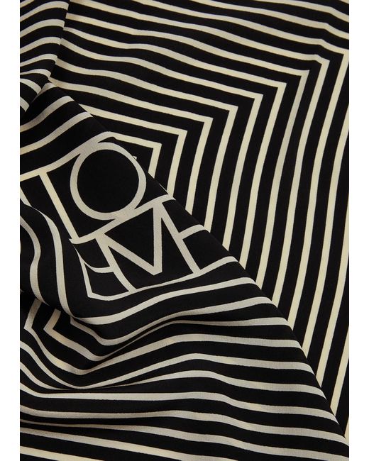 Totême  Black Totême Striped Logo-print Silk Scarf