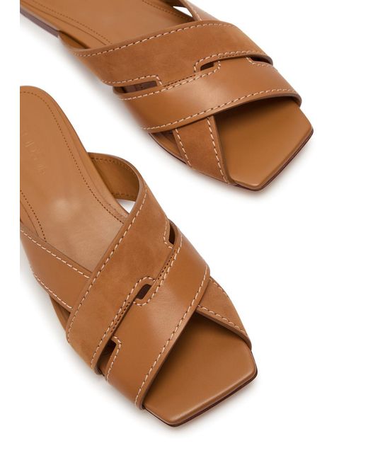 Tod's Brown Square-Toe Suede And Leather Sandals