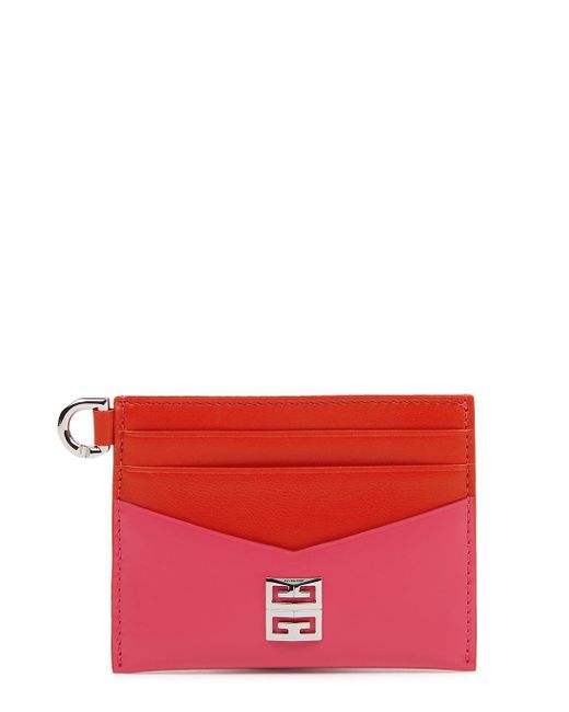 Givenchy Twotone Logo Leather Card Holder in Fuchsia (Pink) Lyst UK