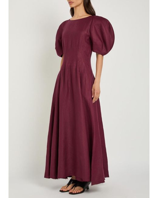 Gabriela Hearst Yellow Ranya Linen Maxi Dress