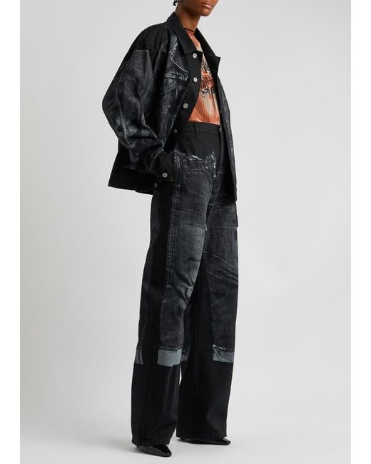 Jean Paul Gaultier Black Denim Trompe L'oeil Wide-leg Jeans
