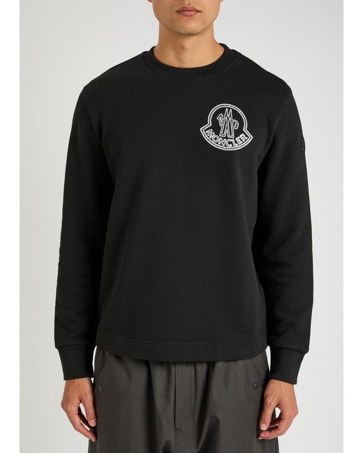 Moncler Black New Badge Logo-Print Cotton Sweatshirt for men