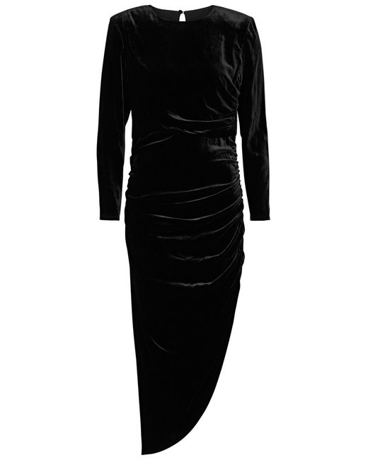 Veronica Beard Black Tristana Stretch-velvet Midi Dress