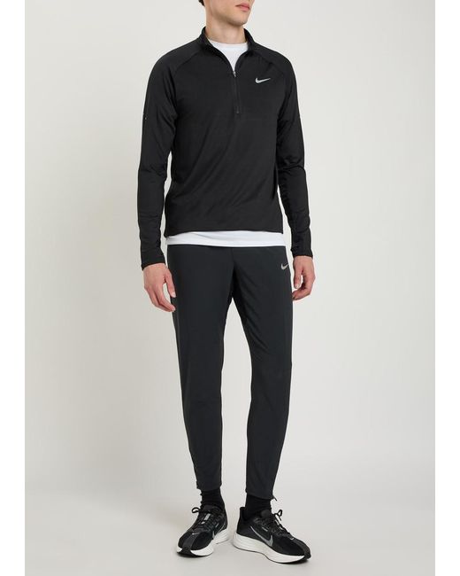 Nike Black Dri-Fit Quarter-Zip Stretch-Jersey Running Top for men