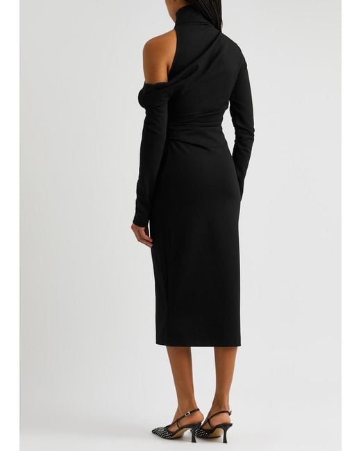 GAUGE81 Black Teresa Draped Jersey Midi Dress
