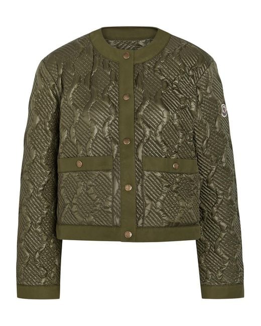 Moncler Green Libellule Quilted Geometric Nylon Jacket