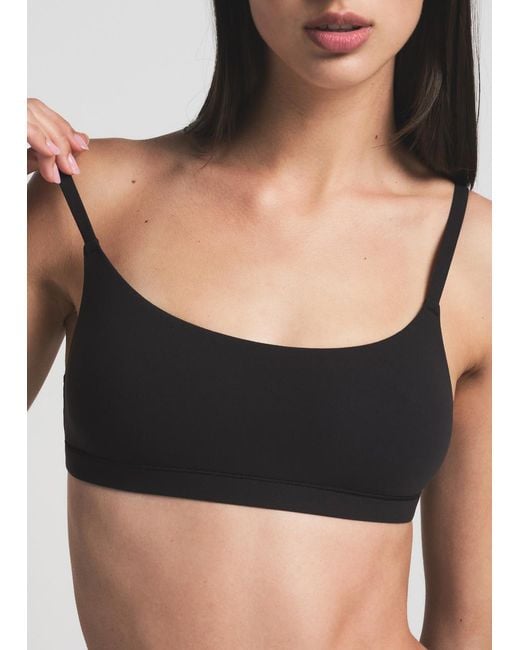 Skims Black Stretch-Jersey Scoop Bralette