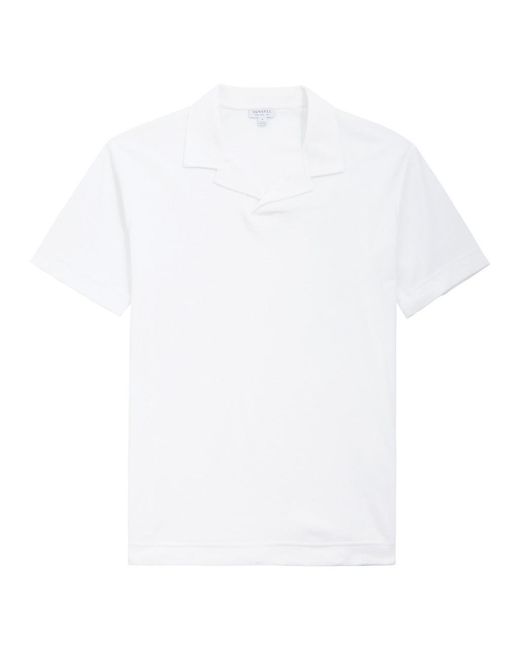 Sunspel White Terry Polo Shirt for men