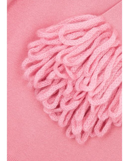J.W. Anderson Pink Fringed Stretch-wool Top