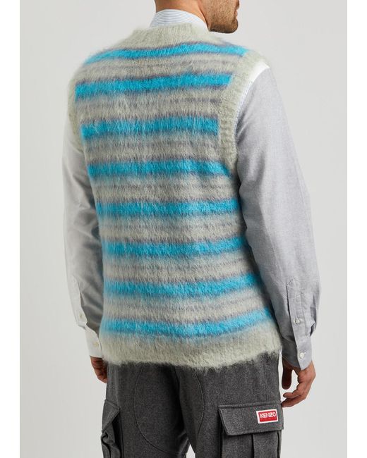 Marni Blue Striped Mohair-blend Vest for men