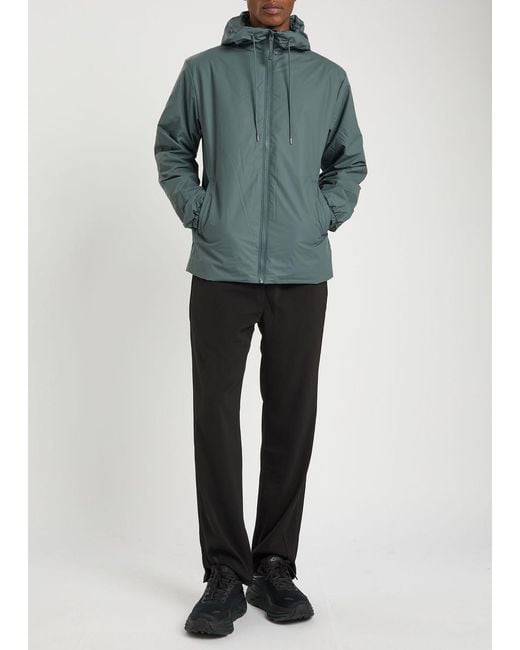 Rains Green Lohja Hooded Rubberised Jacket for men