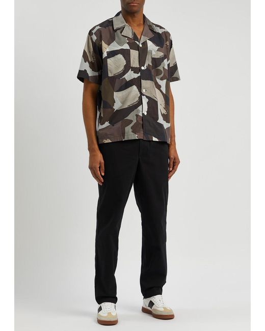 Norse Projects Black Mads Camouflage-print Cotton Poplin Shirt for men