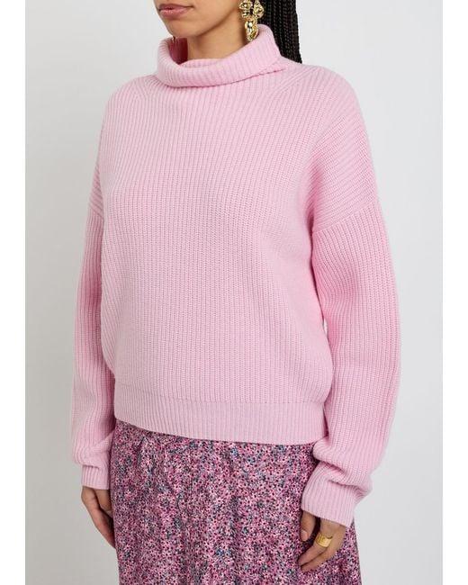 Isabel Marant Pink Brooke Ribbed Wool And Cashmere-Blend Jumper