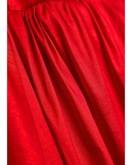Sister Jane Red Quartet Taffeta Midi Dress