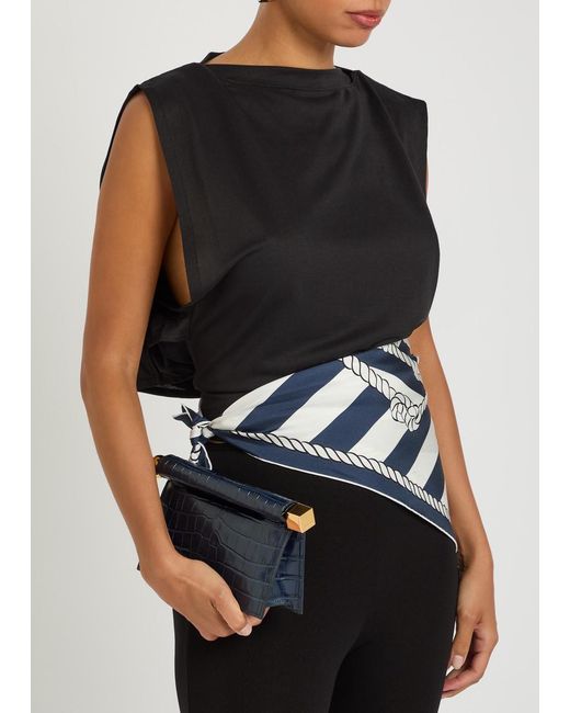 Jacquemus Blue Le Foulard Bateau Corde Printed Silk Scarf