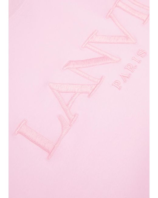 Lanvin Pink Logo-embroidered Cotton T-shirt for men