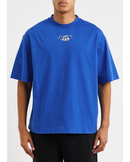 Off-White c/o Virgil Abloh Blue Arrows Logo Cotton T-shirt for men