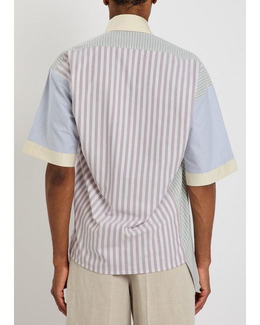 Vivienne Westwood White Logo-Embroidered Asymmetric Striped Cotton Shirt for men