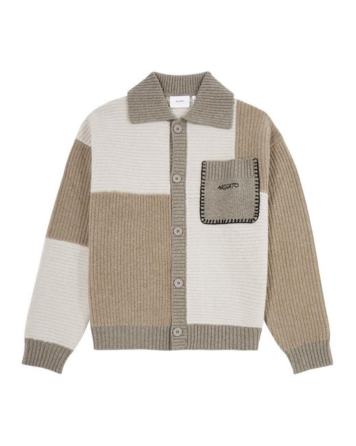 Axel Arigato Natural Franco Patchwork Wool-Blend Cardigan for men