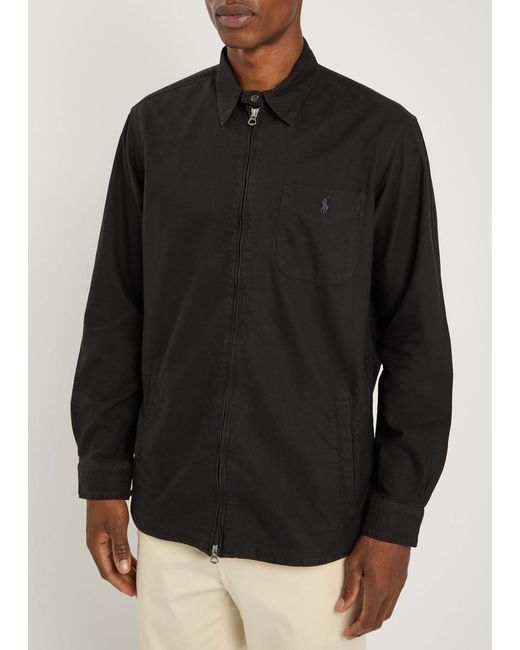 Polo Ralph Lauren Black Logo-Embroidered Cotton Overshirt for men