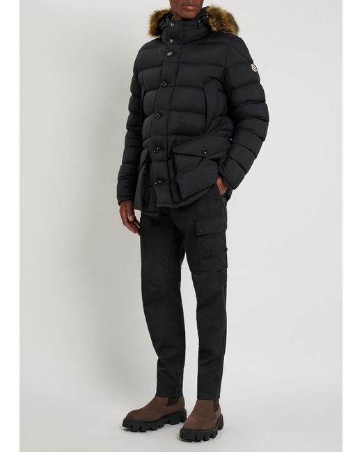 Moncler Blue Clunye Faux Fur-Trimmed Nylon Jacket for men