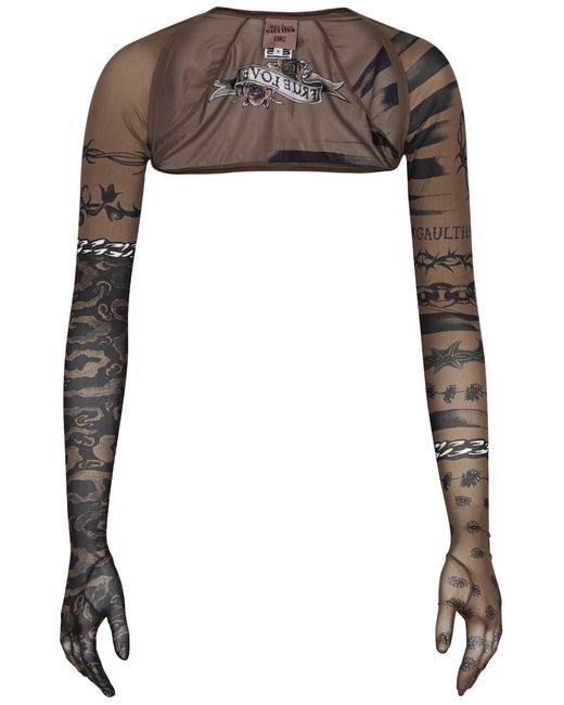 Jean Paul Gaultier Brown X Knwls Printed Stretch-jersey Gloved Shawl