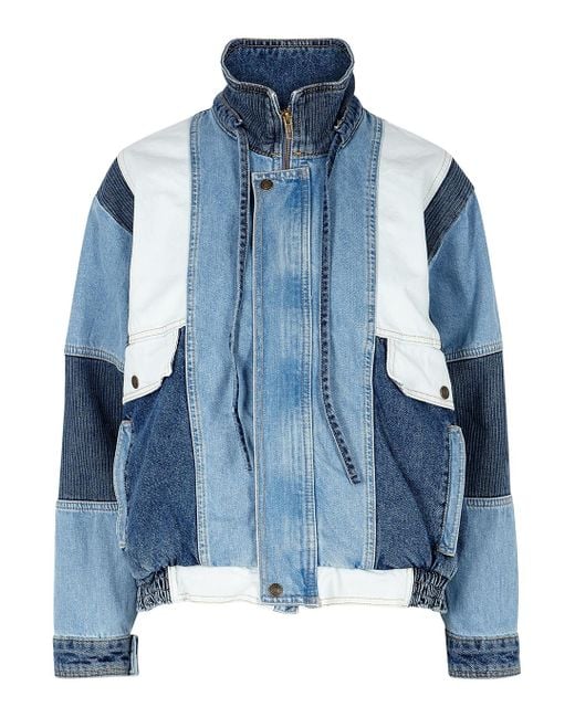 Panel denim deals bomber jacket