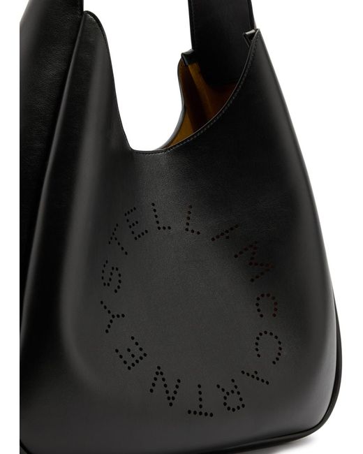Stella McCartney Black Stella Logo Faux Leather Shoulder Bag
